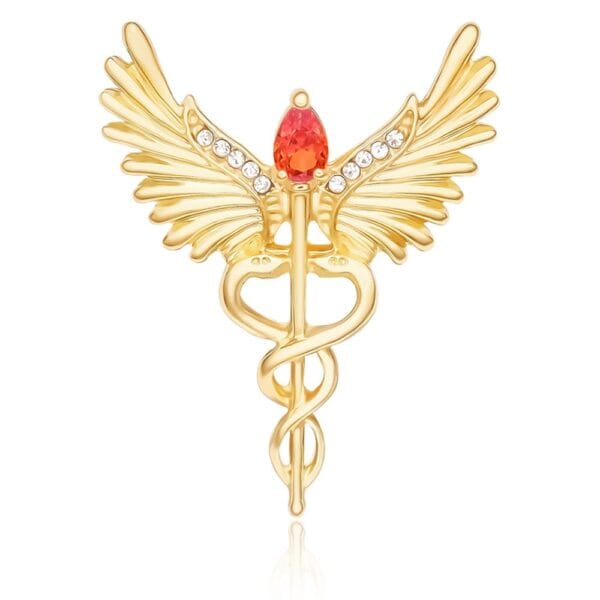 Báculo caduceo deluxe gema roja