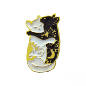 Gatos abrazados dorado