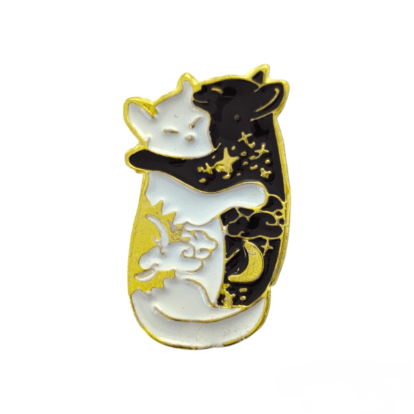 Gatos abrazados dorado